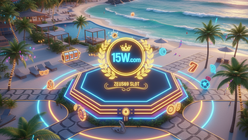 Vista superior de um octógono de MMA com luzes de neon futuristas.